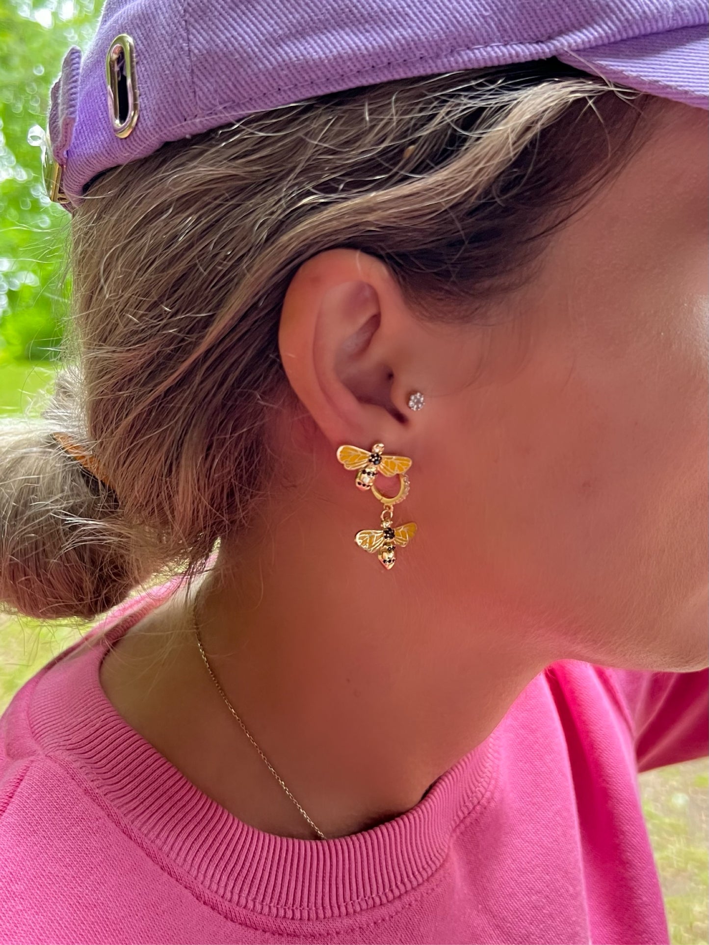Bee Hoops Earrings